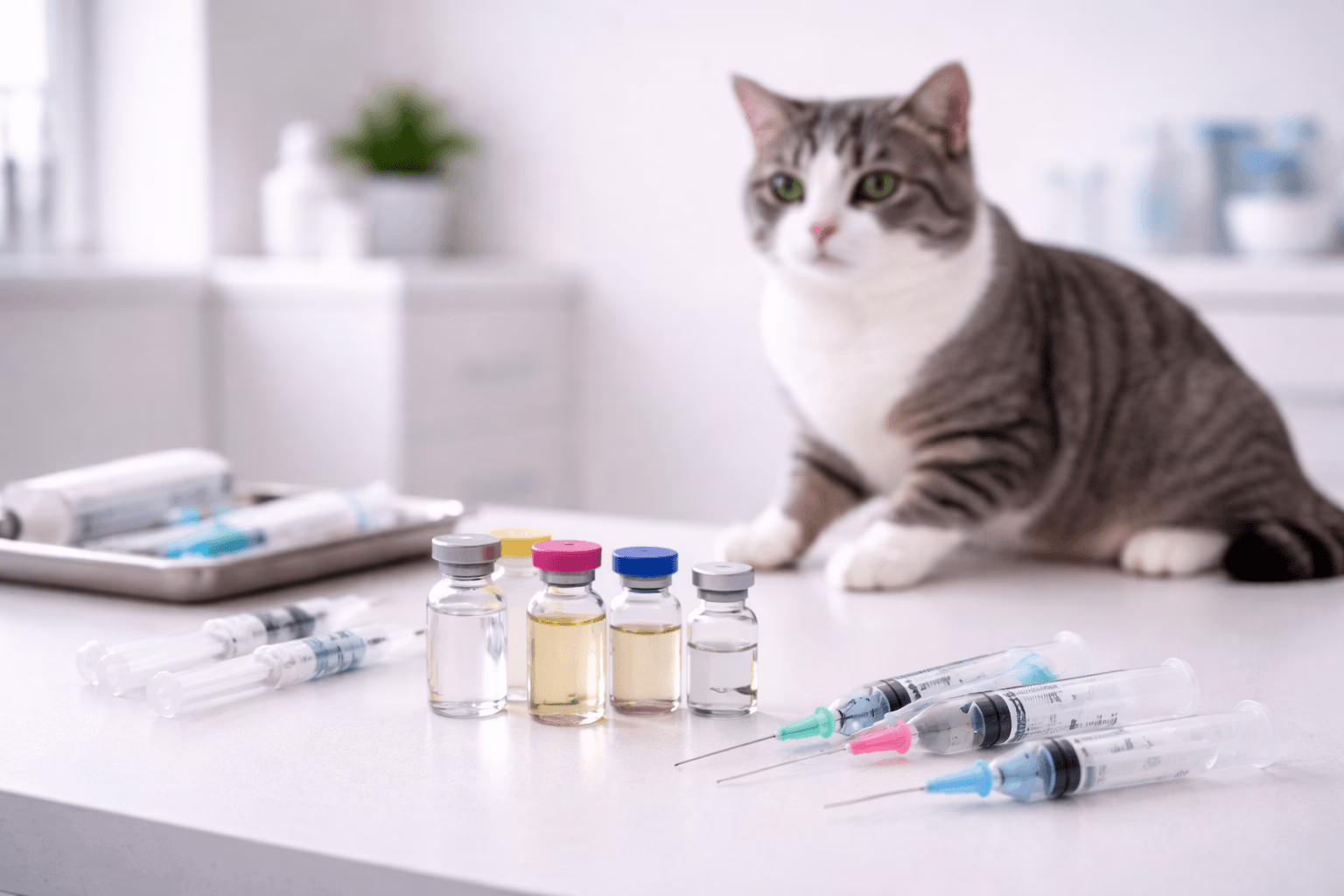 different vaccines prepared for cat immunization