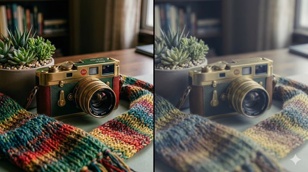 human vs cat vision comparison with blurred colors