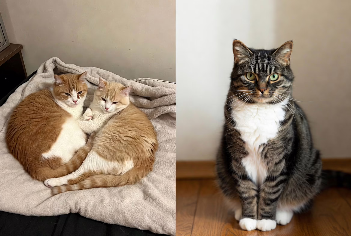 Cats showing both social bonding and independent solitary behavior.