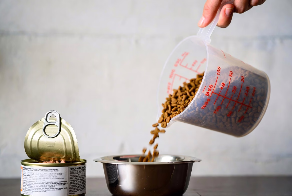 Measuring cat food portions